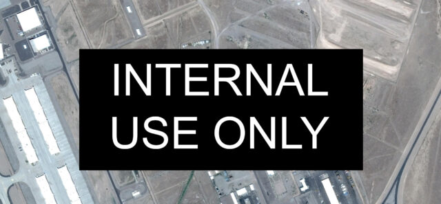 Internal Use Only typeface over a satellite image of South Western Nevada